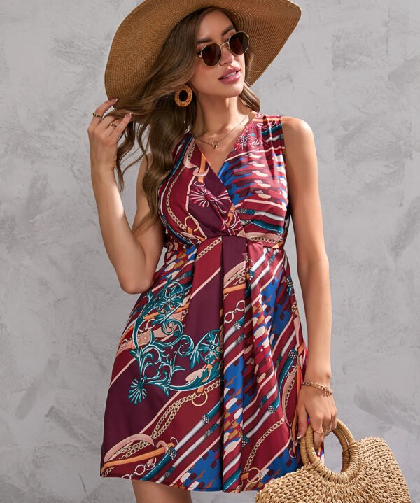 Summer floral print sleeveless dress