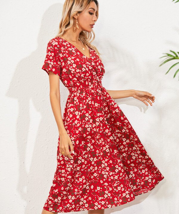 Women summer small floral print short-sleeved dress