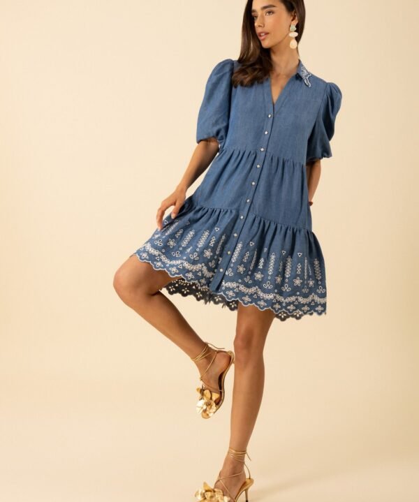 Hale Bob Rayna Embroidered Chambray Dress 53KY620T