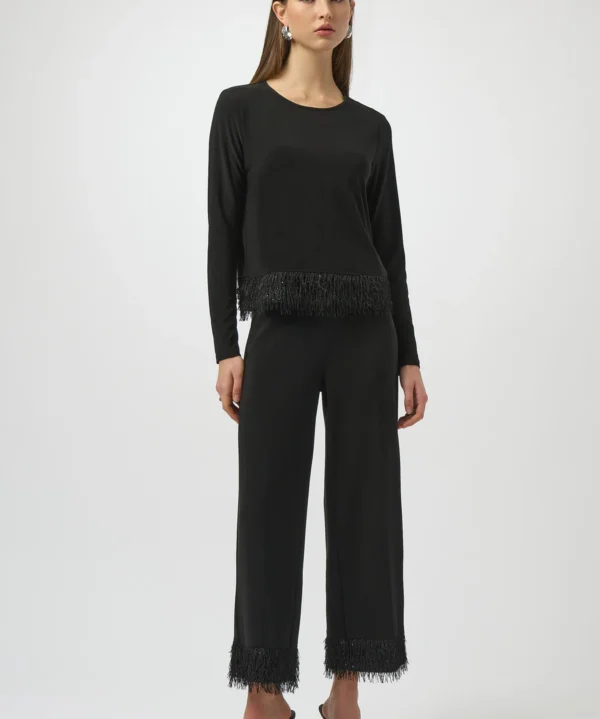 Joseph Ribkoff 254147 Black Highwaisted Wide Leg Trousers