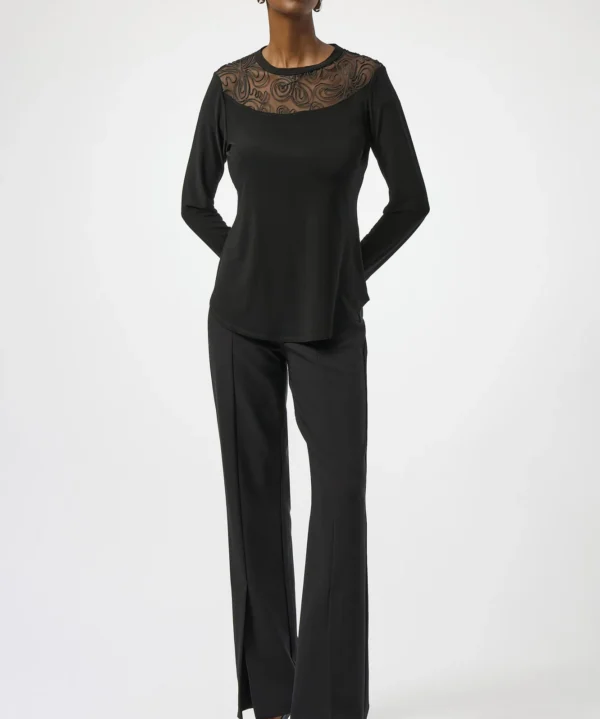 Joseph Ribkoff 254213 Black Embroidered Pullover
