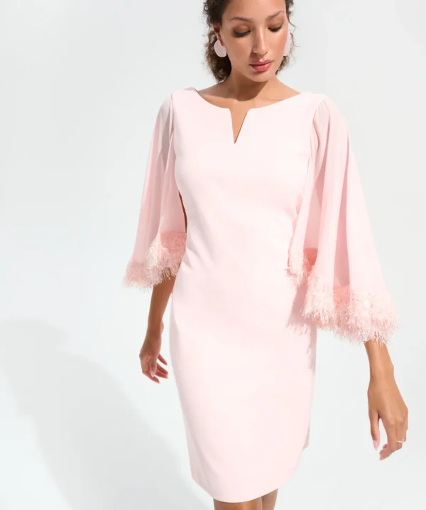 Joseph Ribkoff A-Line Dress With Chiffon Cape And Novelty Trim Style 261715