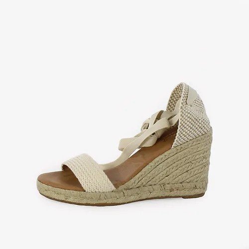 Pinaz 477/7 Crudo Open Toe Cotton Band Wedge With Tie For Ankle