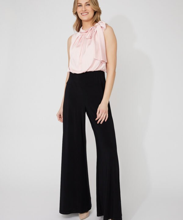 Joseph Ribkoff Wide Leg Jumpsuit With Neck Bow Tie Style 261725