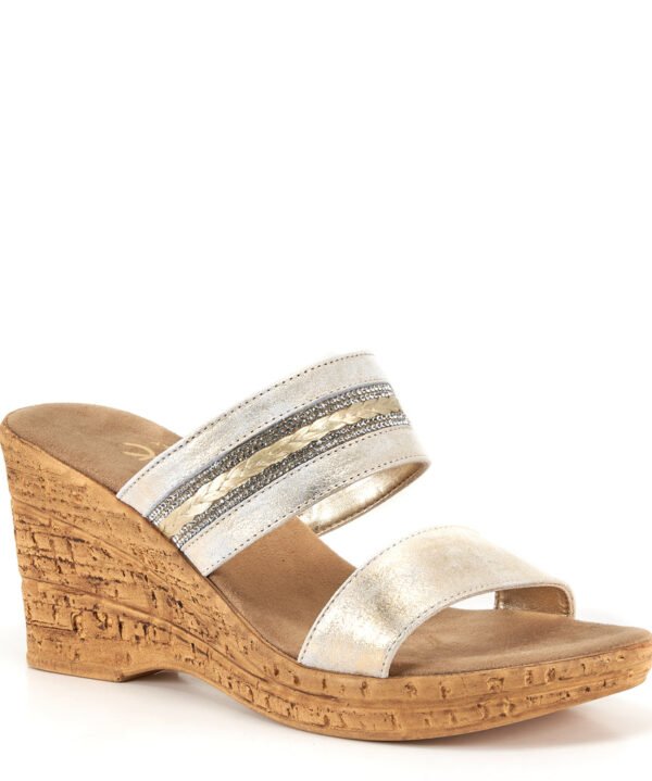 Onex Amellia Platinum Two Banded Cork Wedge