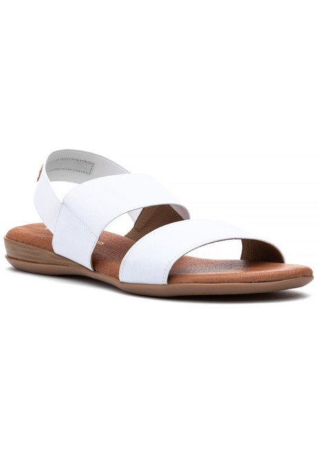 Andre Assous Nigella White Leather Slip On Flat Sandal