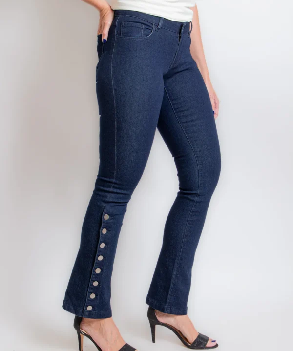 AZI Z11387 Coco Dark Wash Flare Button Jean