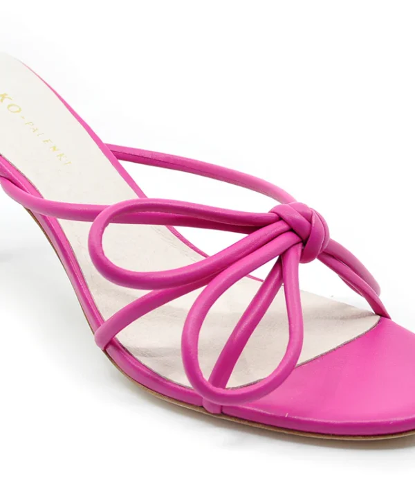 KOKO + Palenki Barely Fuchsia Leather String Bow Slide Heel