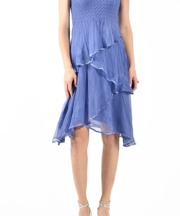 Komarov CAP7429SO Fregatta Blue Ombre Beaded V Neckline Sleeveless Layered Dress