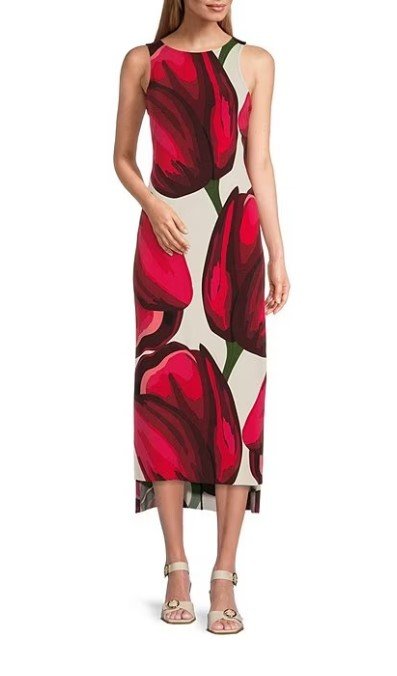 Eva Varro D12934 Tulip Sleeveless Raw Hemline U Neck Tank Dress