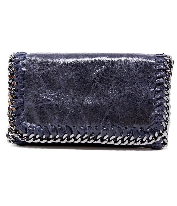 German Fuentes GF0390 Navy Blue Leather Crossbody Clutch