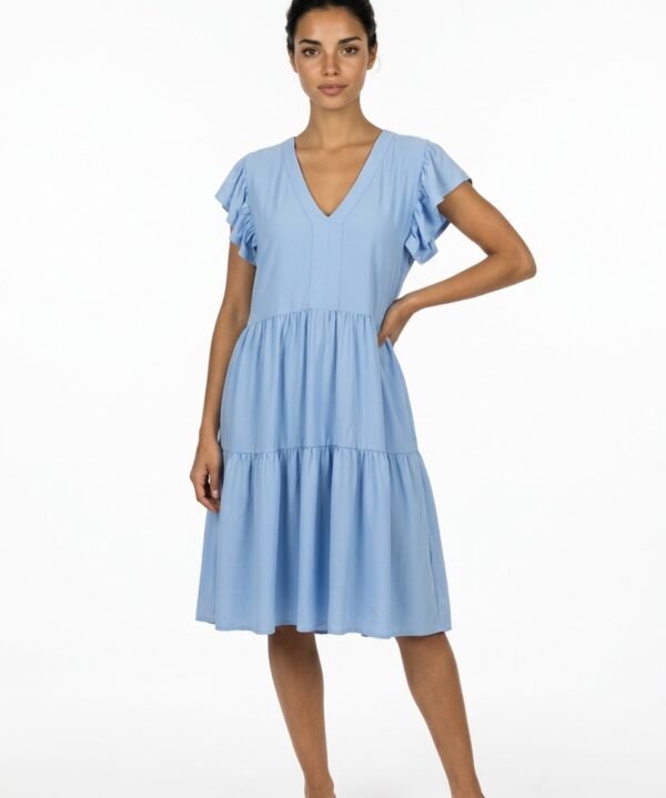 La Mer Luxe 16K-A103K Maya Knit Ruffle Short Sleeve Brooke Dress