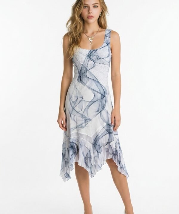 Komarov PCH12414 Sophia Scoop Neck Asymetrical Hem Dress
