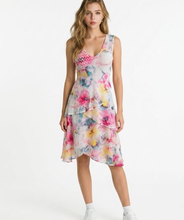 Komarov CAP7429 V-Neck Layered Dress
