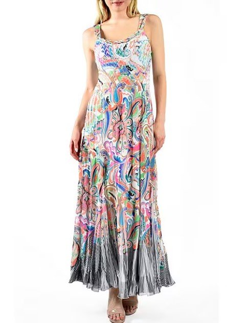 Komarov CTS22460 Retro Paisley Sleeveless Maxi Chiffon Scarf Dress