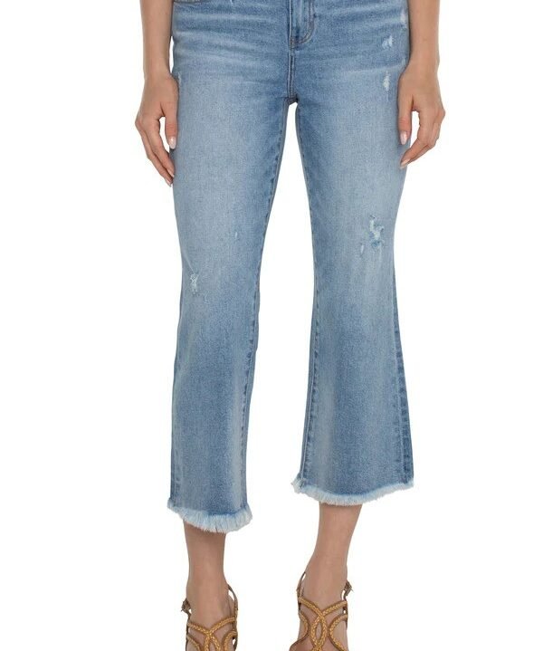 Liverpool LM7259V12 Laramie Hannah Cropped Flare Jeans With Fray Hem