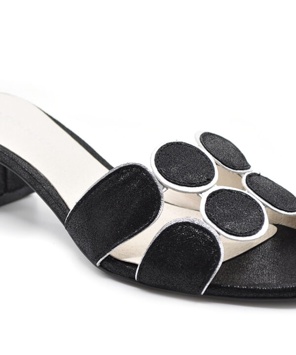 KOKO + Palenki Lively Black Leather Circle Design Sandal