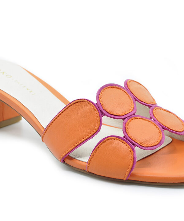 KOKO + Palenki Lively Orange Leather Circle Design Sandal