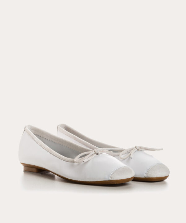 Reqin Harmony White Leather Ballerina