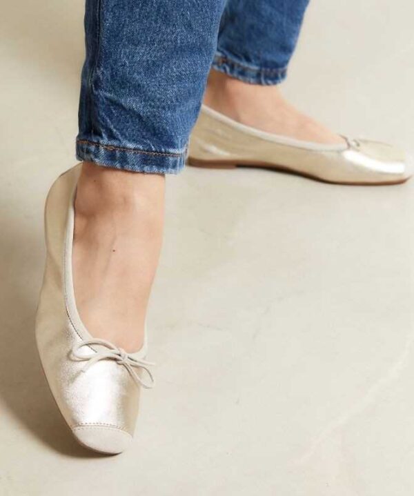 Reqin Harmony Platinum Leather Ballerina