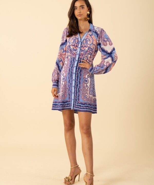 Hale Bob Hadlee Silk Dress 53WG652A Navy