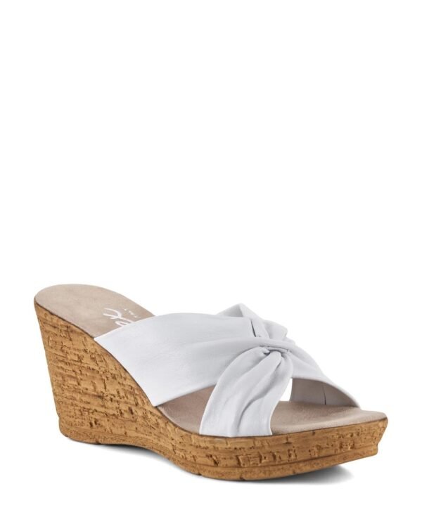 Onex Ruth White Soft Leather Criss Cross Slide Sandal