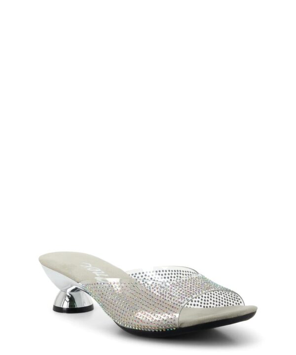 Onex Dani Iridescent Silver Lucite With Stones Low Slide Sandal