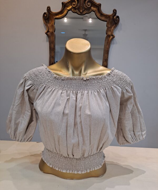 Mare Sole Amore Linen Leah Solid Natural Off The Shoulder Top