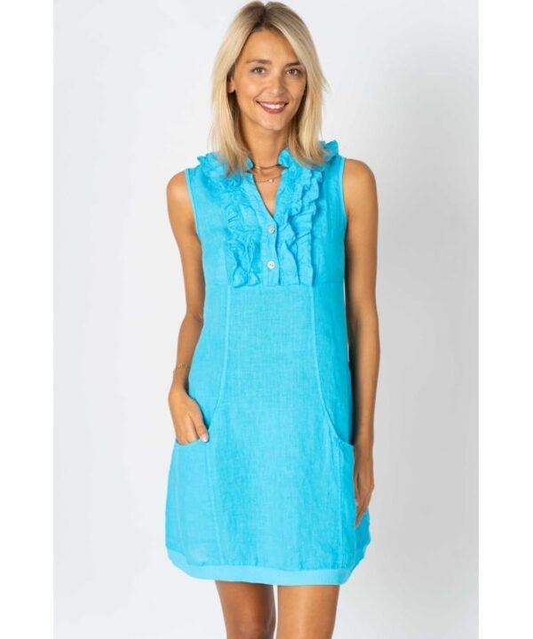 Look Mode 1888 V-neck Linen Dress